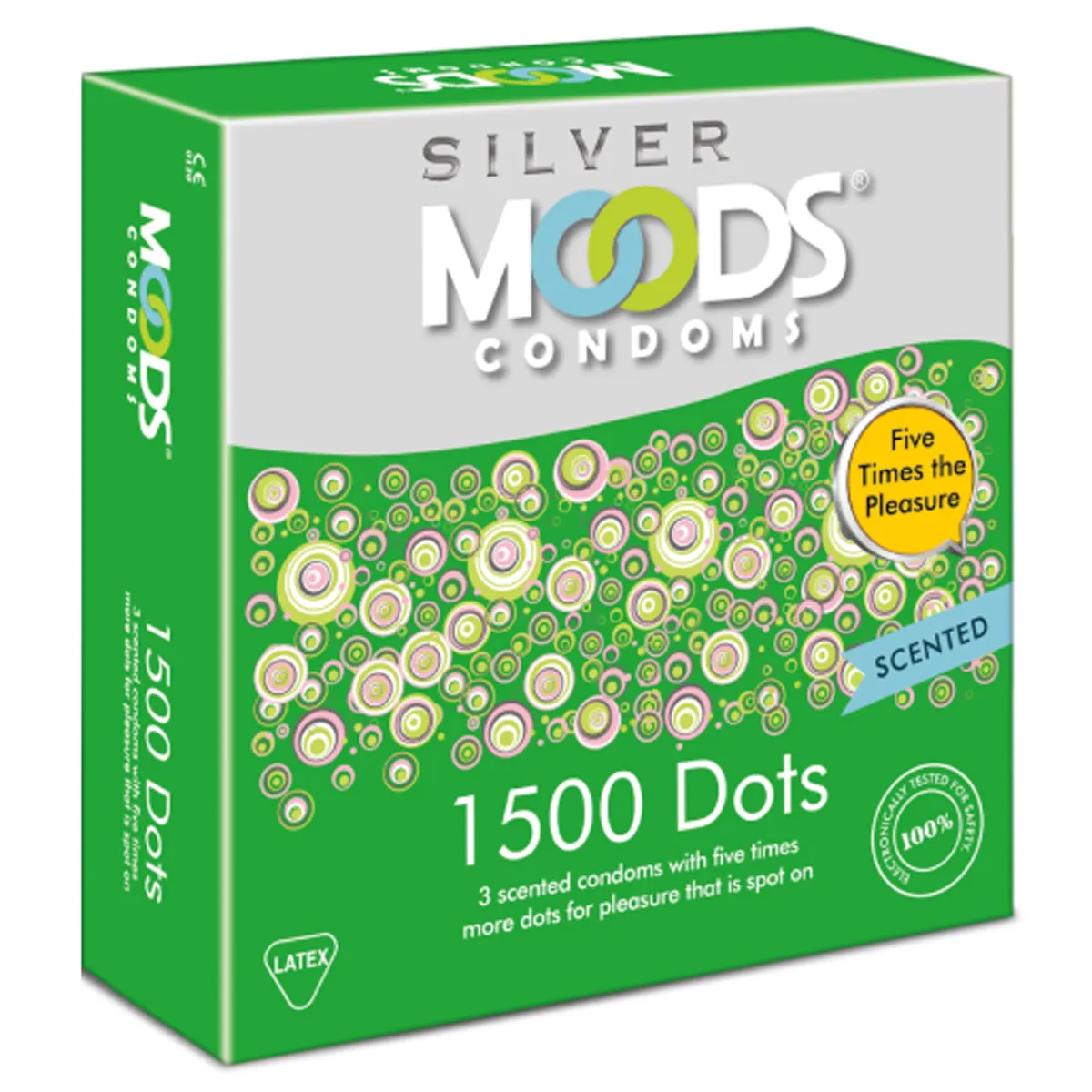 MOODS SILVER 1500 DOTS SCENTED CONDOMS 3S*5